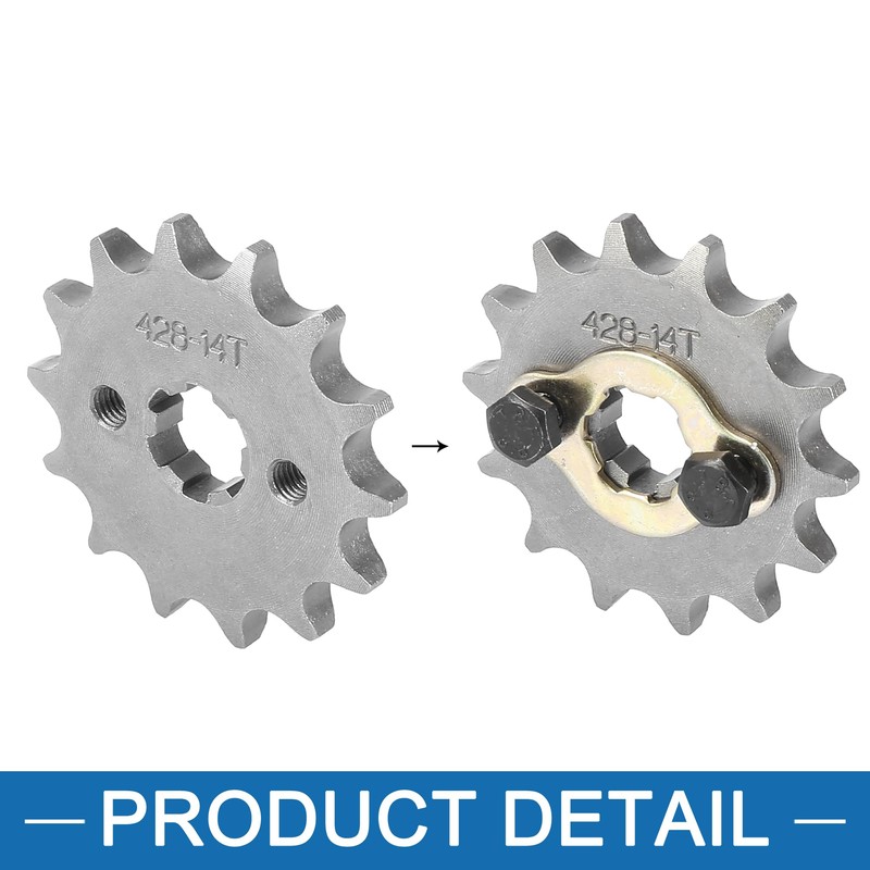 A ABSOPRO Motorcycle Front Motor Pinion 428 Chain 14T 17mm