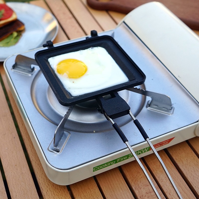 Outdoor Folding Handle Muffin Sandwich Baking Pan Multifunctional Camping Picnic