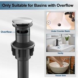 HOIGY Brushed Nickel Pop Up Drain with Overflow, Double-Sealed Pop Up Drain for Bathroom Sink with Anti-Clogging Removable Stopper, Bathroom Pop Up Sink Drain for Hotel No Rust and No Paint Peeling