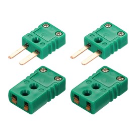 MECCANIXITY R/S Type Thermocouple Wire Connectors Female Male Plug Adapter High Temperature 200°C(392°F) for Thermocouple Sensor Probe Dark Green 2 Set