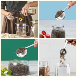 Nogeqi 2 Pack Stainless Steel 1 Tablespoon Scoop, Small Coffee Scoop for Ground Coffee, Long Handle Coffee Measuring Spoon for Measuring (1tbsp, 15ml)