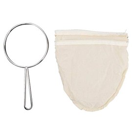 Bolsa de Filtro Reutilizable de Algodón con Malla Fina, Colador de Tela para Té, Café, Leche de Nueces y Jugos con Anillo de Acero Inoxidable para Cocina Casera