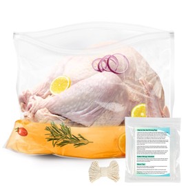 YQL 2 Pack Turkey Brine Bags, 26''x22''- Holds Up to 35lb Brining Bags with Cotton Strings, Double Zip-lock Seal for Turkey, Chicken, Beef, Pork, Ham