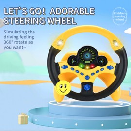 YIYZAOF Kids Steering Wheel for Car, Driving Simulated Toy Steering Wheel for Kids with Light and Music, Electric Early Learning Educational Baby Steering Wheel Toy for Kids（Yellow）