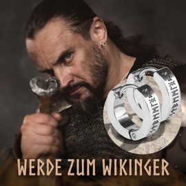 VIKING CRAFT Viking Earrings Men's Stainless Steel – Men's Earrings with Runes – Viking Jewellery, Viking Decoration, Celtic Earrings Earring, Vikings Fan Item, Viking Gifts, Stainless Steel