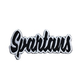 (2x4) Spartans - Black/White - Team Mascot - Words/Names - Embroidered Iron on Patch