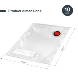 Lacor - 69696 Smart Vacuum Food Bags, Special Valve for Vacuum, Zip, Labeling, Reusable, Freezer and Fridge Safe, BPA-Free, 10 Bags, 26 x 35 cm