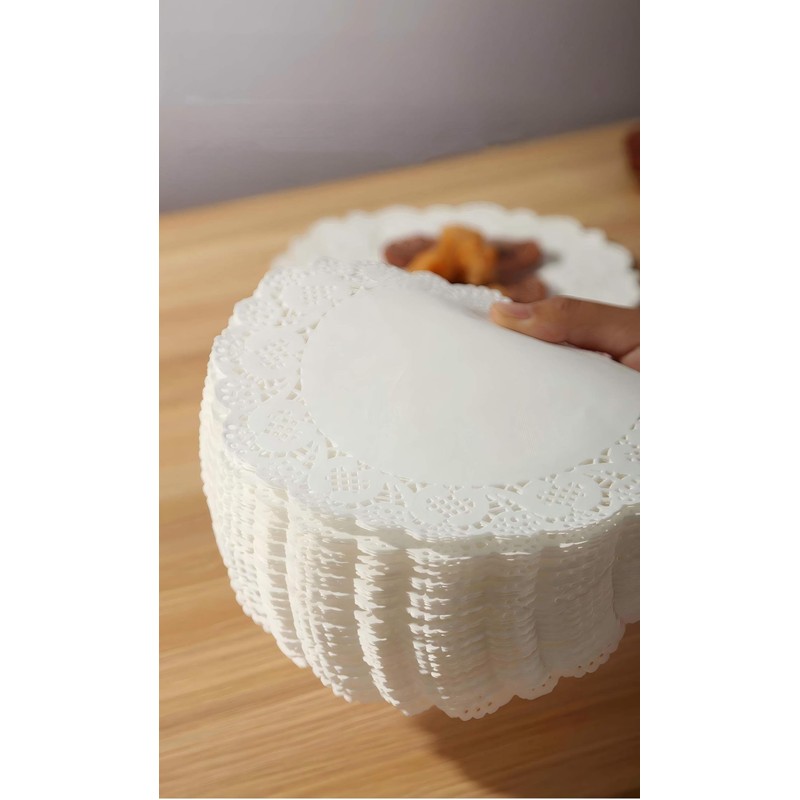 DOUSUI White Paper Doilies 100PCS,4.5 inch Round Lace Paper Doilies