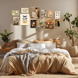 Dazzlewall Vintage Eclectic Wall Decor Poster Rustic Flower Butterfly Canvas Poster for Bedroom Living Room Decor Unframed Set of 12