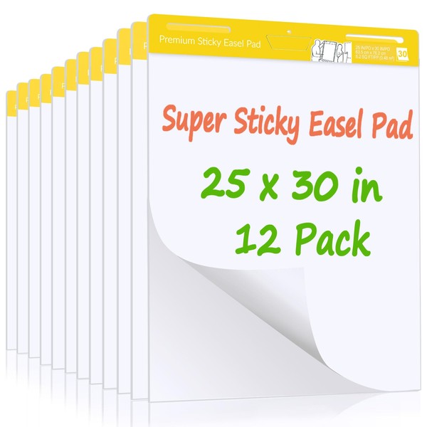 ReliThick 12 Pads Premium Sticky Easel Pad, 25 in x