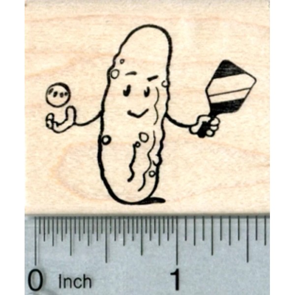 RubberHedgehog Pickleball Rubber Stamp, Pickle with Paddle and Ball E33803
