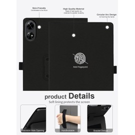 Magnetic Case for DOOGEE Tab G6+ 11 inch Tablet - Shockproof with Pen Slot,Daunke Waterproof,Anti-Scratch,Multi-Angle Stand,with Hand Strap,Slim Durable,Black