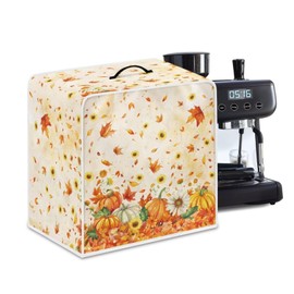 Kathyboom Thanksgiving Pumpkin Maple Leaf Coffee Machine Dust Covers with Top Handle Dust Covers for Blender Mixer Juice Machine Compatible with Most Coffee Makers Home Decor