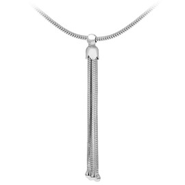 Tuscany Silver Women's Sterling Silver Rhodium Plated Snake Chain Tassel Necklace of Length 46cm
