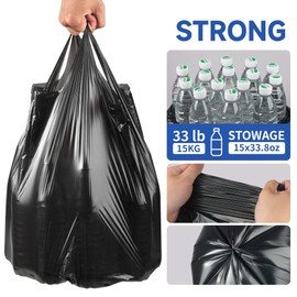 KeenEcho Small Trash Bags with Handles (2.6 Gallon) - Ocean Plastic Upcycling - Plastic Garbage Bags, Can Bin & Waste Basket Liner for Kitchen, Bathroom, Office and Pets