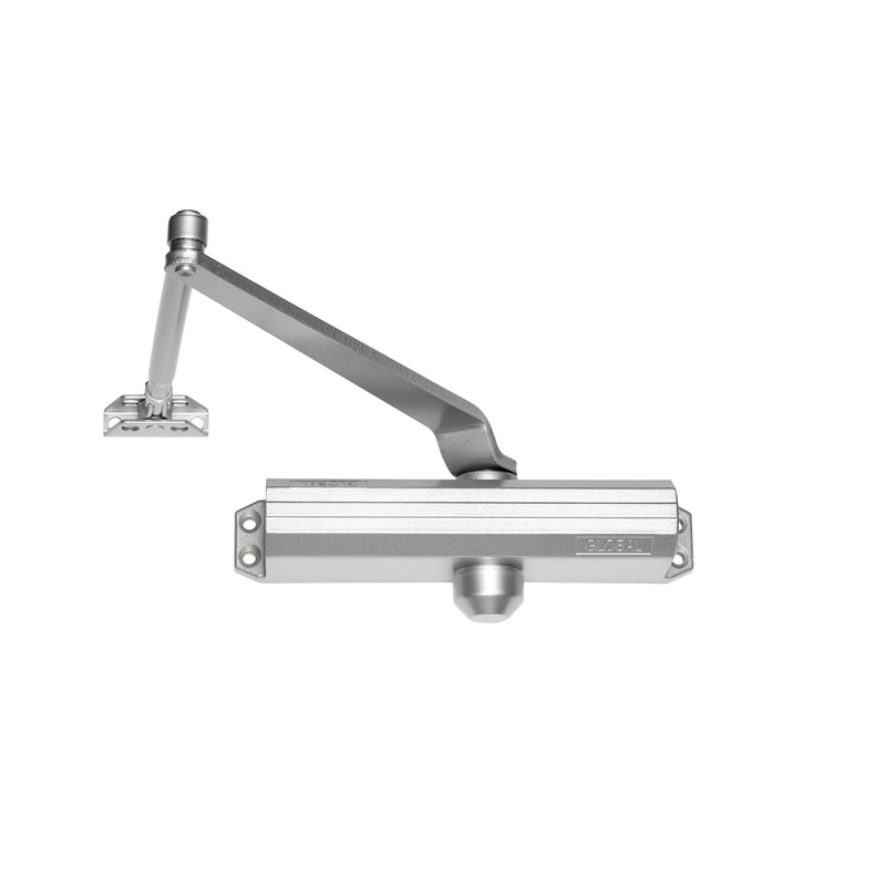 Global Door Controls Compact Commercial Door Closer in Aluminum with
