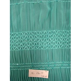 Polyester Ruched Chiffon with Chevron Pattern & Sequins Fabric by The Yard (Mint)