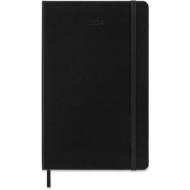 Moleskine 2024 Weekly Planner, 12M, Large, Black, Hard Cover (5 x 8.25)