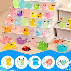 EKisemio 120 Pcs Mini Resin Animals, Glow in The Dark Mini Figures Bulk