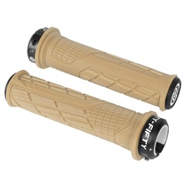 FIFTY-FIFTY MTB Grips, Bicycle Grips Made of Non-Slip Rubber, Single Lock-on Bicycle Grips / Handlebar Grips MTB for Mountain Bike, Enduro, Downhill, Trail, E-Bike (Sandstorm)