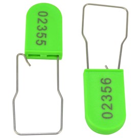 100PCS Plastic Padlock Security Seals Numbered Metal Wire Padlock Seals Disposable Tamper-Evident Lock Tags for Door, Access Cabinets, Utility Meters Seal Green