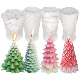Acxydm 4PCS Christmas Tree Silicone Molds Kit - Resin & Wax Candle Soap Molds