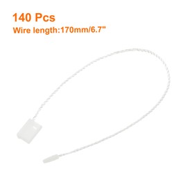 sourcing map 140Pcs Nylon Hang Tag String 6.7Inch Snap Lock Pins Loop Price Tag Fastener Plastic Tags Ties Tag Tags for Clothes String Tags Tags with String White