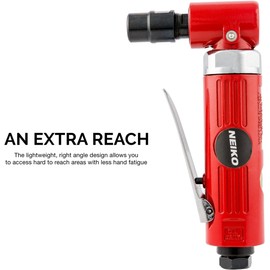 NEIKO 30060A 1/4” Air Right Angle Die Grinder | 20,000 RPM | 4 CFM Consumption | Rear Exhaust | Pistol Grip
