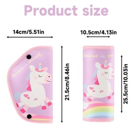 Seatbelt Covers Kids, 2Pcs Car Seat Belt Pads for Kids, Soft Fleece Shoulder & Waist Strap Covers with Non-Slip Positioning Clip, Anti Escape Comfort for Long Rides, School Commutes, Road Trips