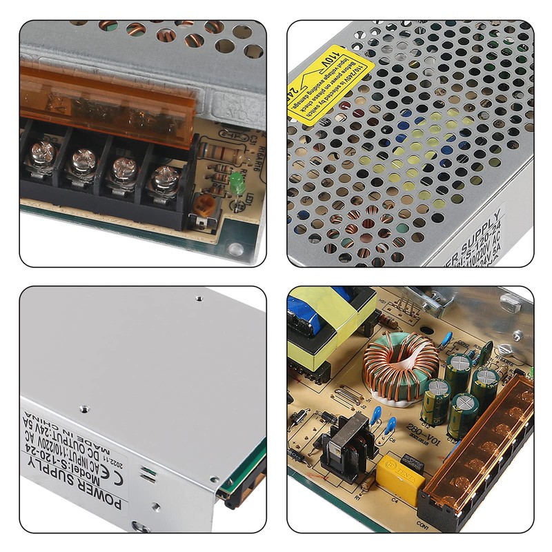 24V 5A Power Supply Transformer Adapter 120W AC 110V 220V