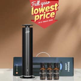Lover's Gift Black Air Freshener Coverage 1200 Sq Ft Scent Diffuser with Remote Includes 3*20 Waterless Aroma Essential Oilsplug type: US, color: Black