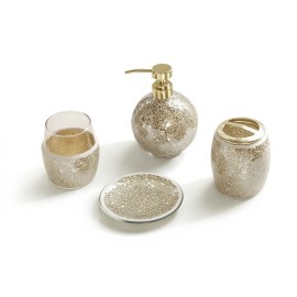 Ceramic Bath Hardware Accessory Set Round Brass Electroplated Contemporary Design For Bathroom Freestanding Easy CleaningColor: as Pic Color