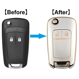 QIULIFAN Key Cover for Vauxhall Opel Insignia Astra Corsa Mokka Meriva Zafira Adam Movano Chevy Aveo Matiz Cruze Captiva Spark Orlando Trax TPU Key Case with Key Ring, Silver