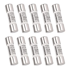Wengart AC Cylindrical Fuse Link RT18-32 (RO15), AC500V 32A, 120kA, 10x38mm, 10 pieces, Strong Breaking Capacity, Can Reliably Protect The Circuit
