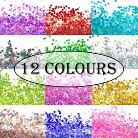 ZIYOYIZ 12 Colors Holographic Chunky Glitters Festival Body Nails Face Glitters Sequins for Painting/Art Crafting DIY/Makeup (01, 7g)