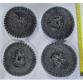 CyberSunrise Large Stainless Steel Scourers - 4 Pieces
