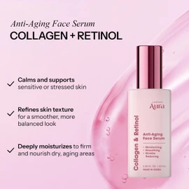 Radiant Aura Face Serum with Vitamin C & E – Korean Anti-Aging Serum for Dark Spots, Wrinkles & Fine Lines – Brightening & Hydrating for Smooth, Radiant Skin – 2 Fl. Oz