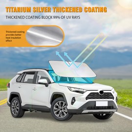 YIZHUOMY Front Windshield Sun Shade Compatible with Toyota RAV4 2019 2020 2021 2022 2023 2024 2025, Sun Visor Protector Blocks UV Rays Sunshade for RAV4 Foldable Interior Accessories