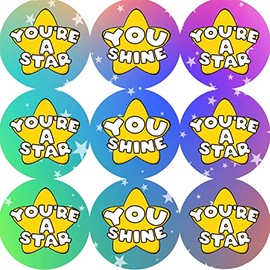 144 Star Shine 30mm Stickers Glossy Reward Stickers for School Teachers Nursery