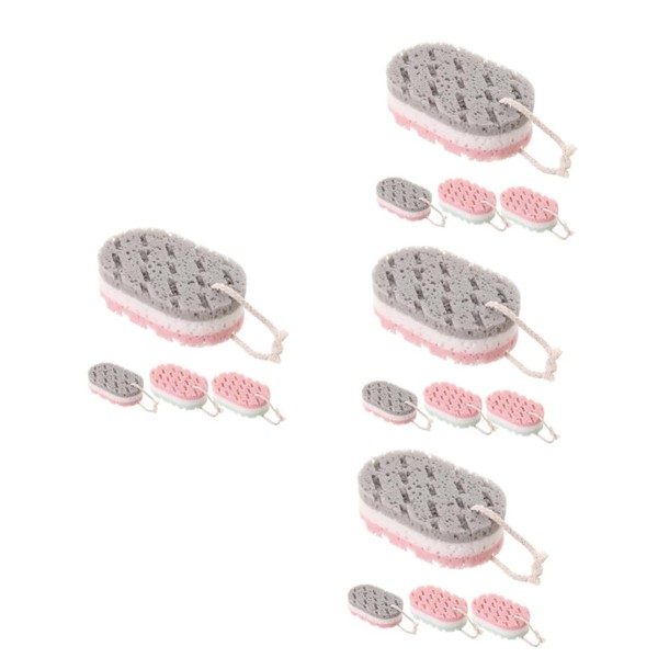 FOMIYES 4sets Body Scrubber Shower Sponge Body Cleaning Sponge Pads