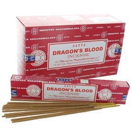 3 X Dragons Blood Satya Nag Champa Incense Sticks Packs 15g with Souvenir Badge by Sterling Effectz