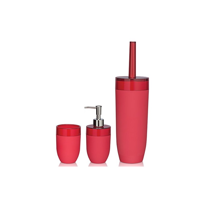 Sealskin Bloom Toilet Brush and Holder, ABS, Red, 10.5 x