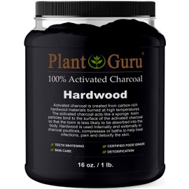 Plant Guru Plant Guru Activated Charcoal Powder Bulk - 1 lb. Jar - HARDWOOD - Food Grade Kosher Non-GMO - Teeth Whitening, Facial Mask and Soap Making. Promotes Natural Detoxification and Helps Digestion