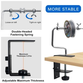 SHADDOCK Fishing Line Spooler Aluminum Line Winder with Clamp Adjustable Portable Winder Reel Spooling Station System Machine Multifunction Fishing Line Spooler Tool Accessories
