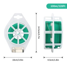 KINGLAKE 100M Pflanzen bindedraht dünn ummantelt gartendraht weich blumendraht Pflanzendraht rankhilfe mit Schneide für den Garten Bündeln von Pflanzen，grün