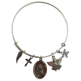 Silver Plated Expandable Bracelet San Judas St Jude Thaddeus Patron Saint Pendant