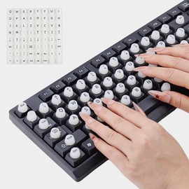 UniEasy Raised Keyboard Stickers for Long Nails with Letters,Universal Nail Art Keyboard Bubblesfor Typing Long Nail, Accessories and Gifts for Office Girls, Gaming Girls(White,64pcs)