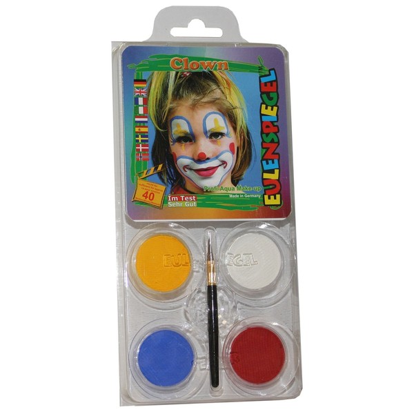 Eulenspiegel 204146 Clown Make-Up Set for Approximately 40 Masks, Make-Up Colours, Carnival, Theme Party