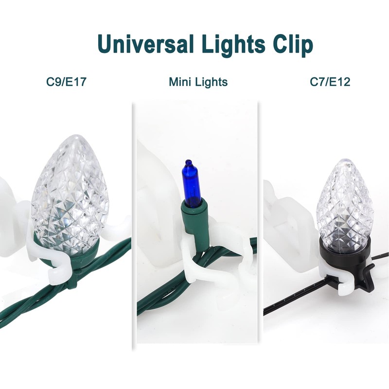 Universal Christmas Lights Clips, 100 Count All-in-One Gutter Clips for