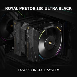 Thermalrlght Royal Pretor 130 Ultra Black CPU Cooler, 7 Heat Pipes Heatsink CPU Cooling, Black Brushed Top Cover, for Intel LGA115X/2011/1700/1851,AM4/AM5 Platforms,Double Towers and Fans Cooler